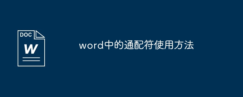word中的通配符使用方法