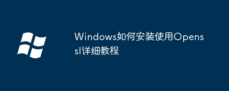 Windows如何安装使用Openssl详细教程