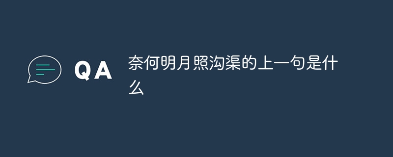 奈何明月照沟渠的上一句是什么