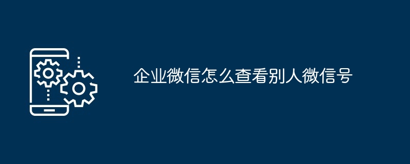企业微信怎么查看别人微信号