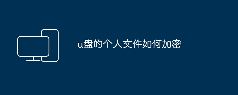 u盘的个人文件如何加密