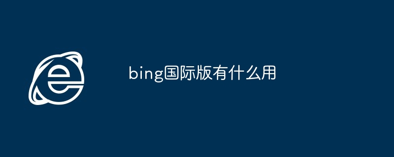bing国际版有什么用