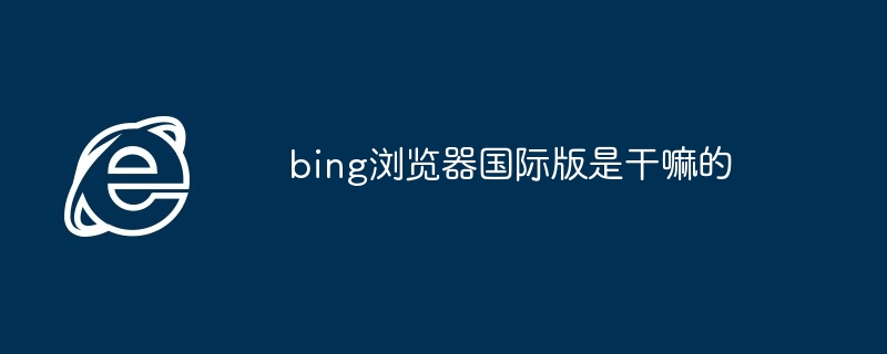 bing浏览器国际版是干嘛的