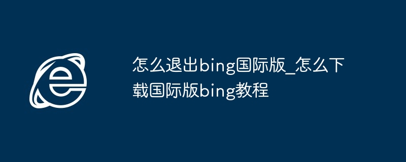 怎么退出bing国际版_怎么下载国际版bing教程