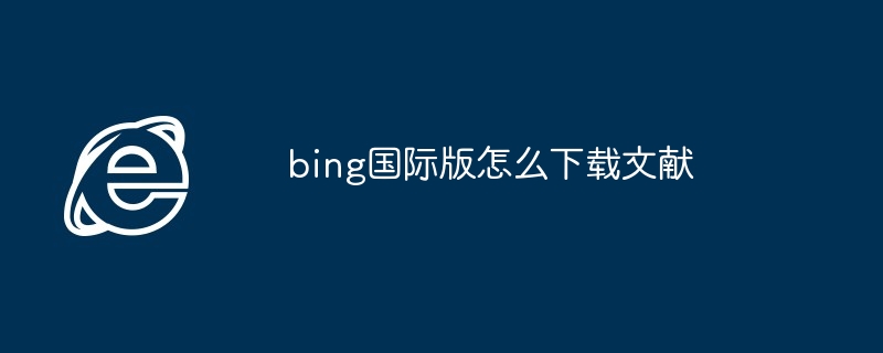 bing国际版怎么下载文献