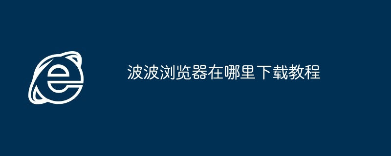 波波浏览器在哪里下载教程