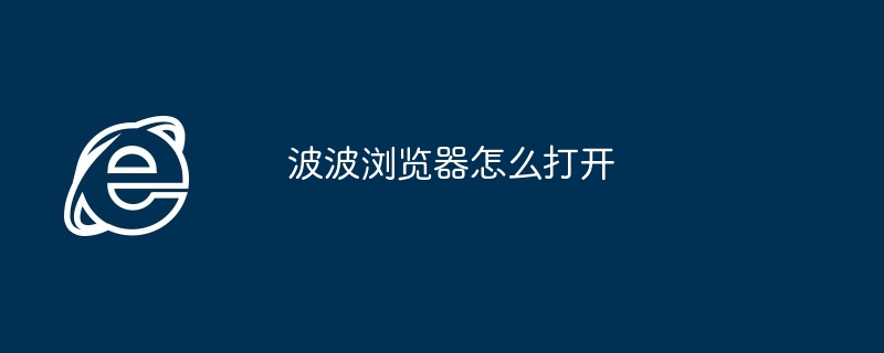 波波浏览器怎么打开 ​如何打开波波浏览器教程