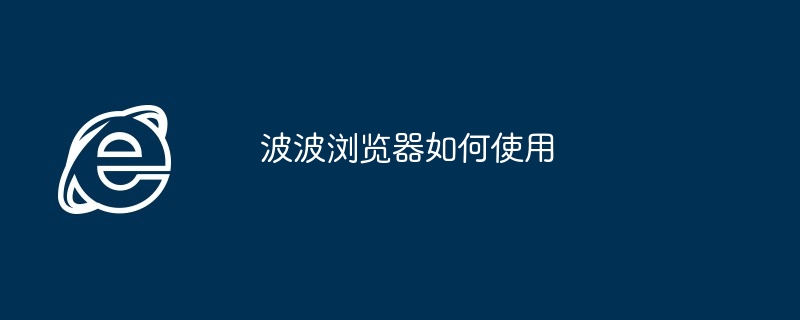 波波浏览器如何使用