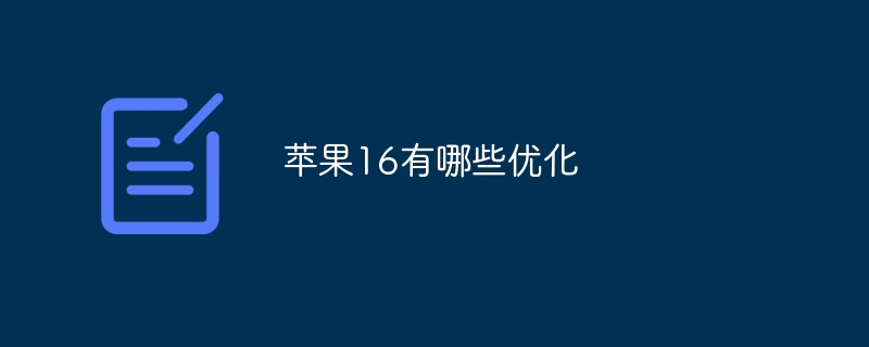 蘋果16有哪些優化 - 小浪云數據