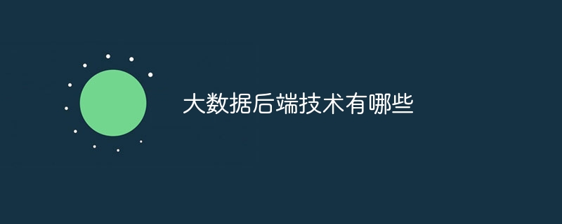 大数据后端技术有哪些
