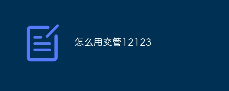 怎么用交管12123
