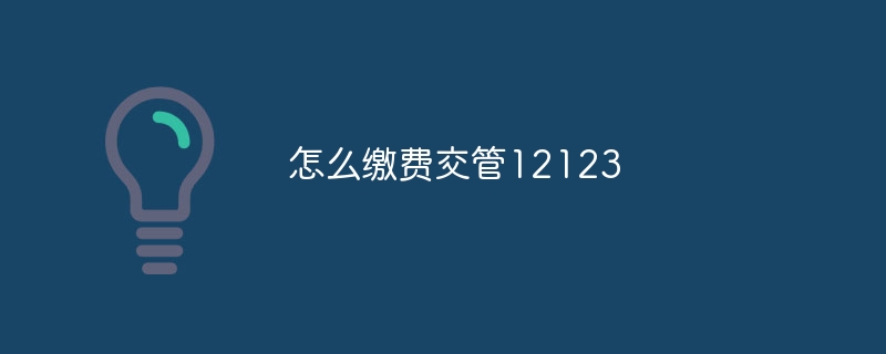 怎么繳費交管12123