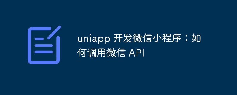 uniapp 开发微信小程序：如何调用微信 API