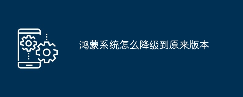 鸿蒙系统怎么降级到原来版本