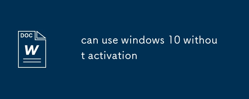 can use windows 10 without activation