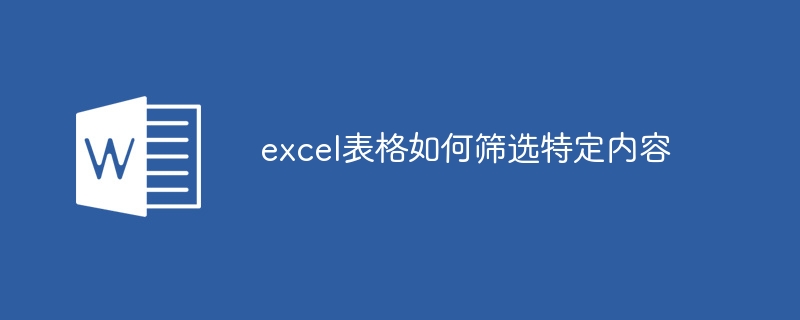 excel表格如何筛选特定内容