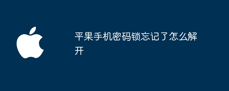 平果手机密码锁忘记了怎么解开