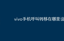 vivo手机呼叫转移在哪里设置