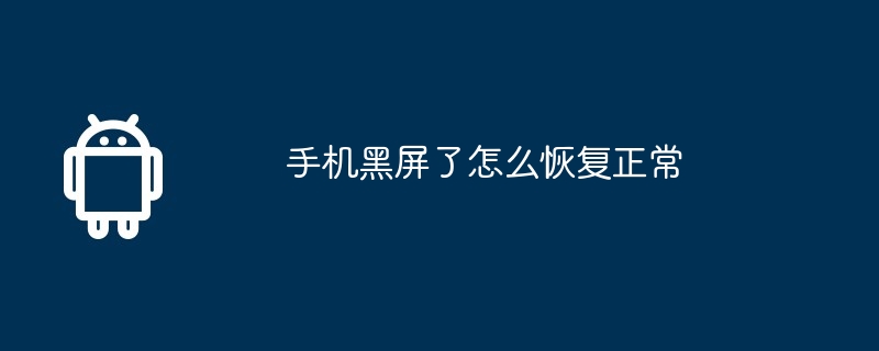手机黑屏了怎么恢复正常