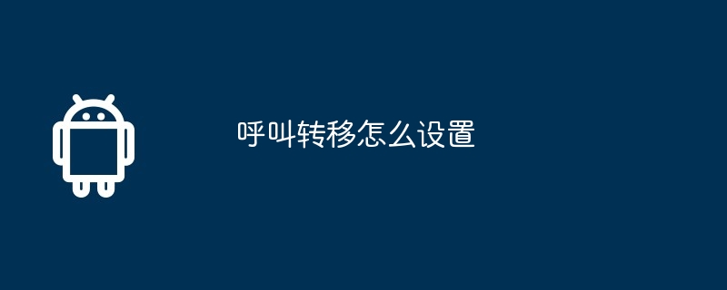 呼叫转移怎么设置