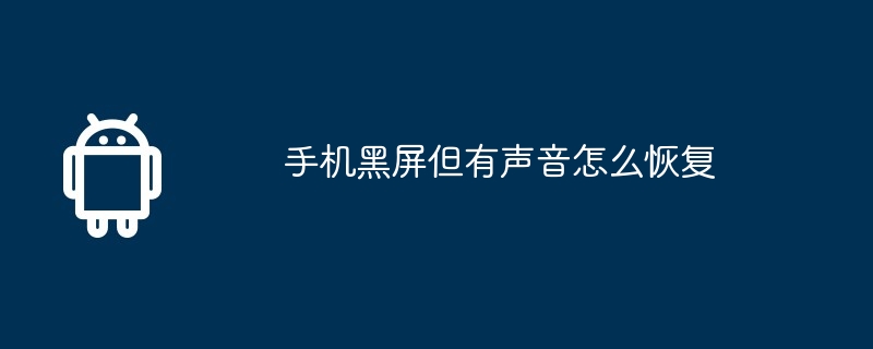 手机黑屏但有声音怎么恢复