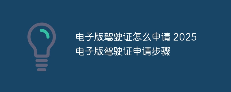 电子版驾驶证怎么申请 2025电子版驾驶证申请步骤