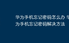 华为手机忘记密码怎么办 华为手机忘记密码解决方法
