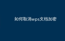 如何取消wps文档加密