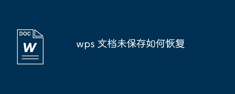 wps 文档未保存如何恢复
