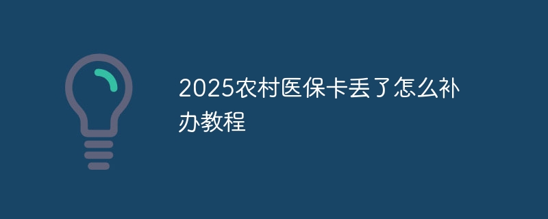 2025农村医保卡丢了怎么补办教程