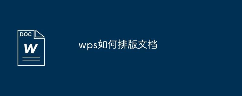 wps如何排版文档