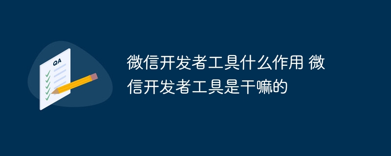 微信開發者工具什么作用 微信開發者工具是干嘛的 - 小浪云數據