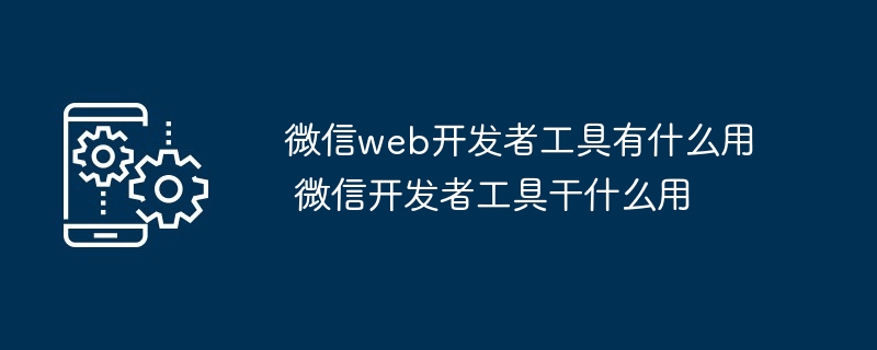 微信web开发者工具有什么用 微信开发者工具干什么用