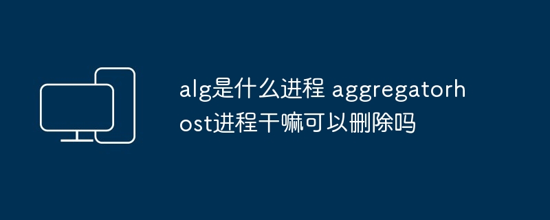 alg是什么进程 aggregatorhost进程干嘛可以删除吗