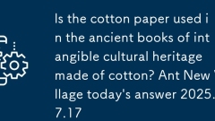 Le papier coton est-il utilisé dans les anciens livres de patrimoine culturel intangible en coton? Ant NOUVEAU VILLAGE D'AUJOURD'HUI 2025.7.17