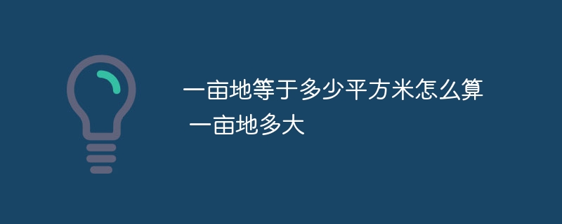一亩地等于多少平方米怎么算 一亩地多大 - php中文网