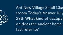Ant New Village Kleines Klassenzimmer heute 29. Juli auf Welche Art von Beruf bezieht sich das alte Pferd schnell?