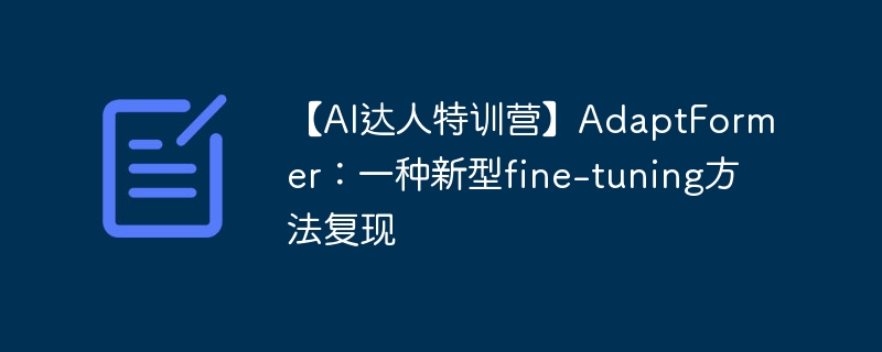 【AI达人特训营】AdaptFormer：一种新型fine-tuning方法复现