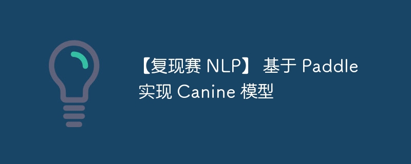 【复现赛 nlp】 基于 paddle 实现 canine 模型 - php中文网