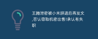王腾泄密被小米辞退后再发文,否认窃取机密出售!承认有失职