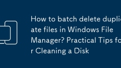 How to batch delete duplicate files in Windows File Manager? Practical Tips for Cleaning a Disk