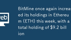 BitMine once again increased its holdings in Ethereum (ETH) this week, with a total holding of $9.2 billion
