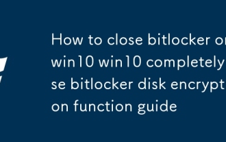 Win10에서 Bitlocker를 닫는 방법 완전히 닫기 Bitlocker 디스크 암호화 기능 가이드