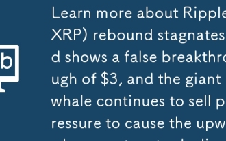 详细了解瑞波币(XRP)反弹停滞现3美元假突破,巨鲸持续抛压致上涨动能衰竭