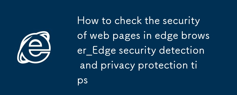 Edge ブラウザで Web ページのセキュリティをチェックする方法_Edge のセキュリティ検出とプライバシー保護のヒント