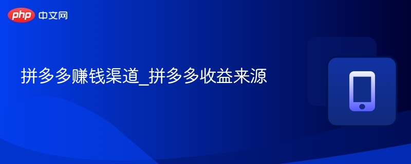拼多多赚钱渠道_拼多多收益来源 - php中文网