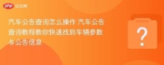 汽车公告查询怎么操作 汽车公告查询教程教你快速找到车辆参数与公告信息