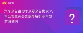 汽车公告查询怎么看公告批次 汽车公告查询公告编号解析与车型对照说明