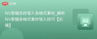 NV剪辑怎样导入多格式素材_解析NV剪辑多格式素材导入技巧【实操】
