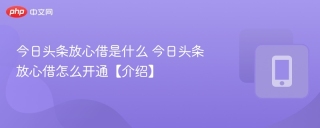 今日头条放心借是什么 今日头条放心借怎么开通【介绍】